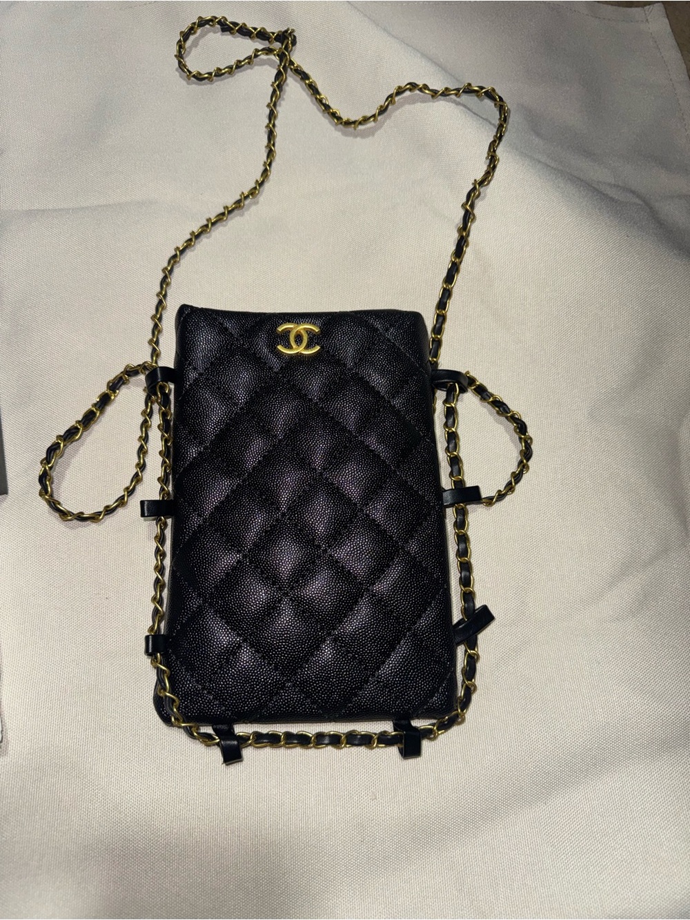 VIP Black Quilted Crossbody Bag with Gold Chain